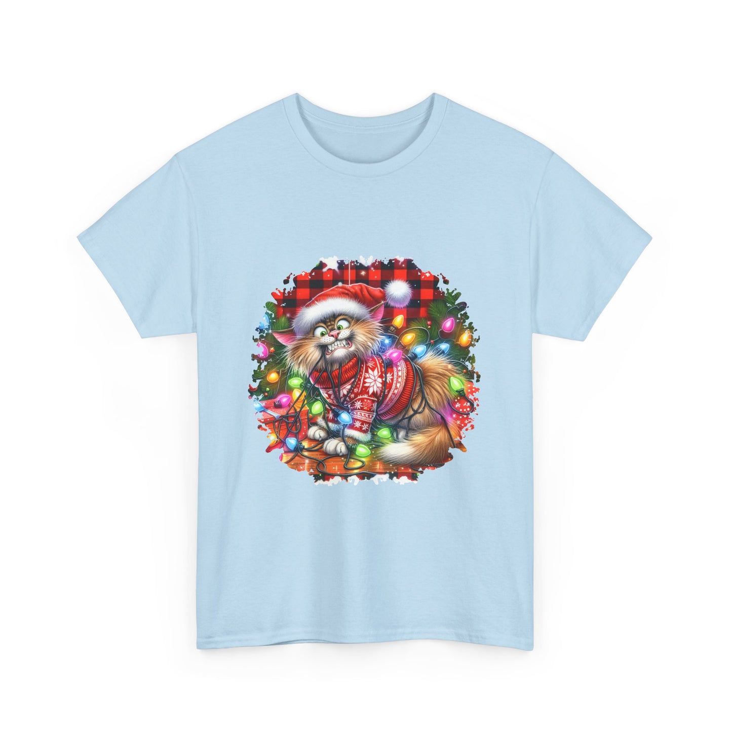 Christmas Cat with lights unisex Tee