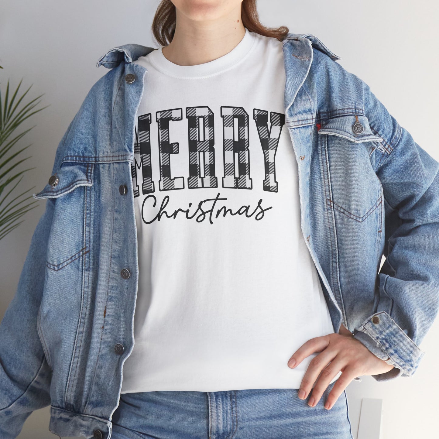 Buffalo Plaid Merry Christmas Unisex Heavy Cotton Tee - sizes S - 5X