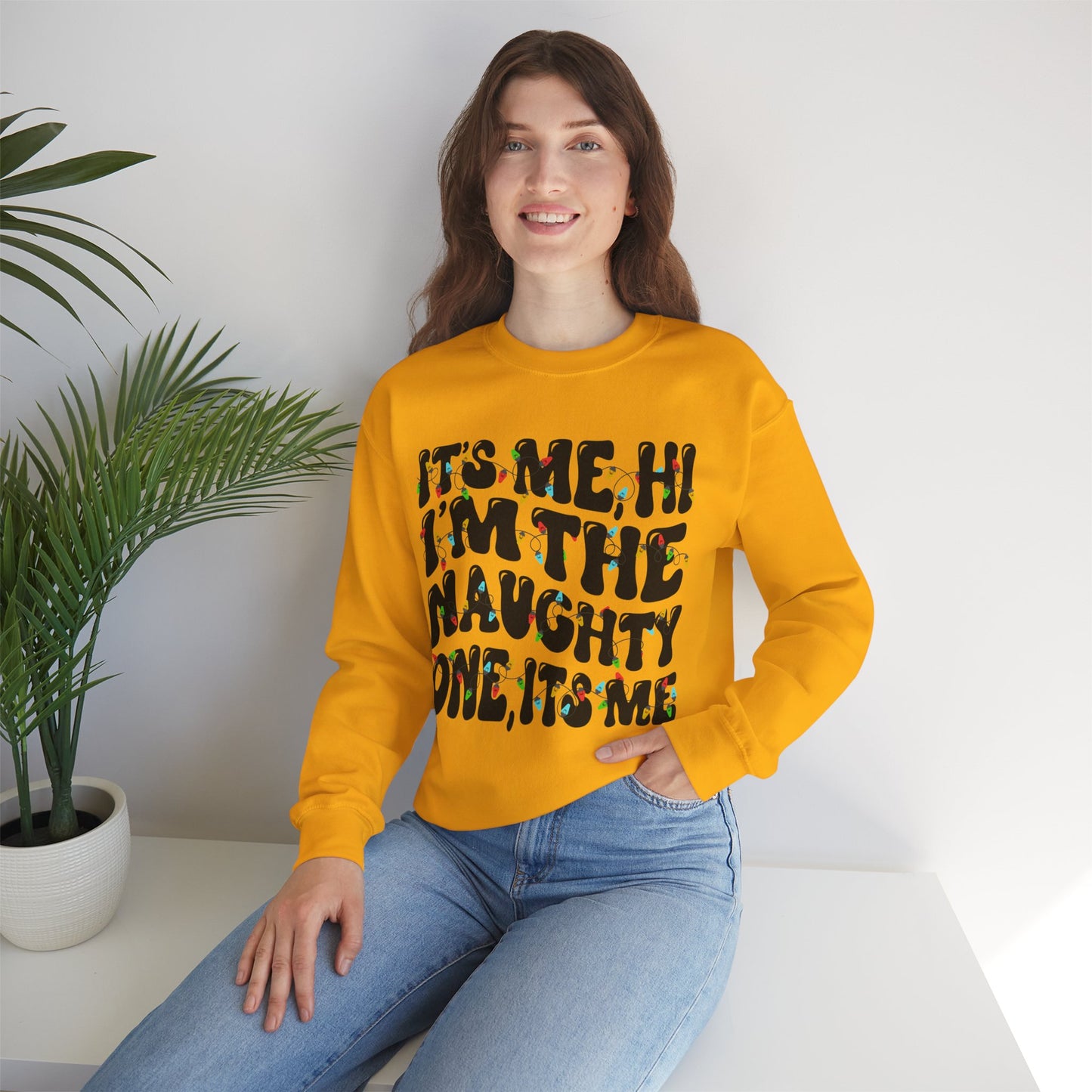 Christmas Unisex Crewneck Sweatshirt - It's me, hi. I'm the naughty one, it's me. Sizes S-5X