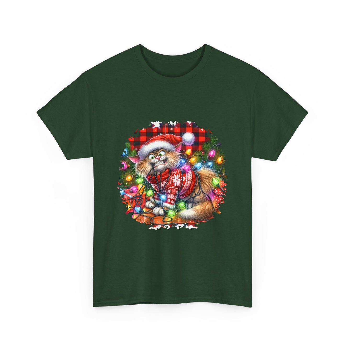 Christmas Cat with lights unisex Tee