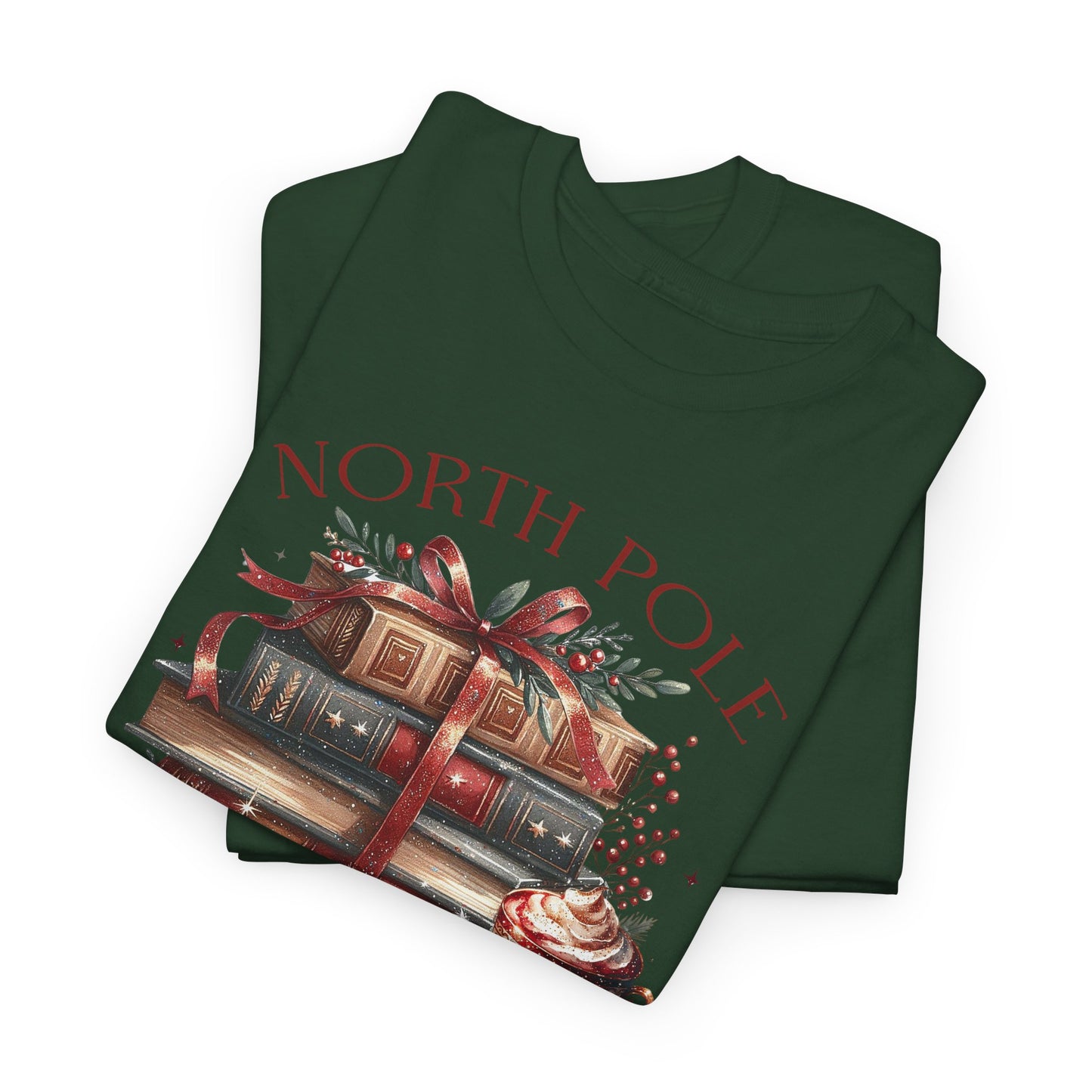 North Pole Book Club Unisex Heavy Cotton tee - Books Lover Christmas Holiday Festive Unisex T-shirt - sizes S - 5X