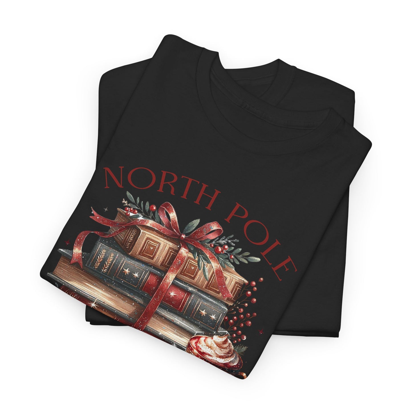 North Pole Book Club Unisex Heavy Cotton tee - Books Lover Christmas Holiday Festive Unisex T-shirt - sizes S - 5X