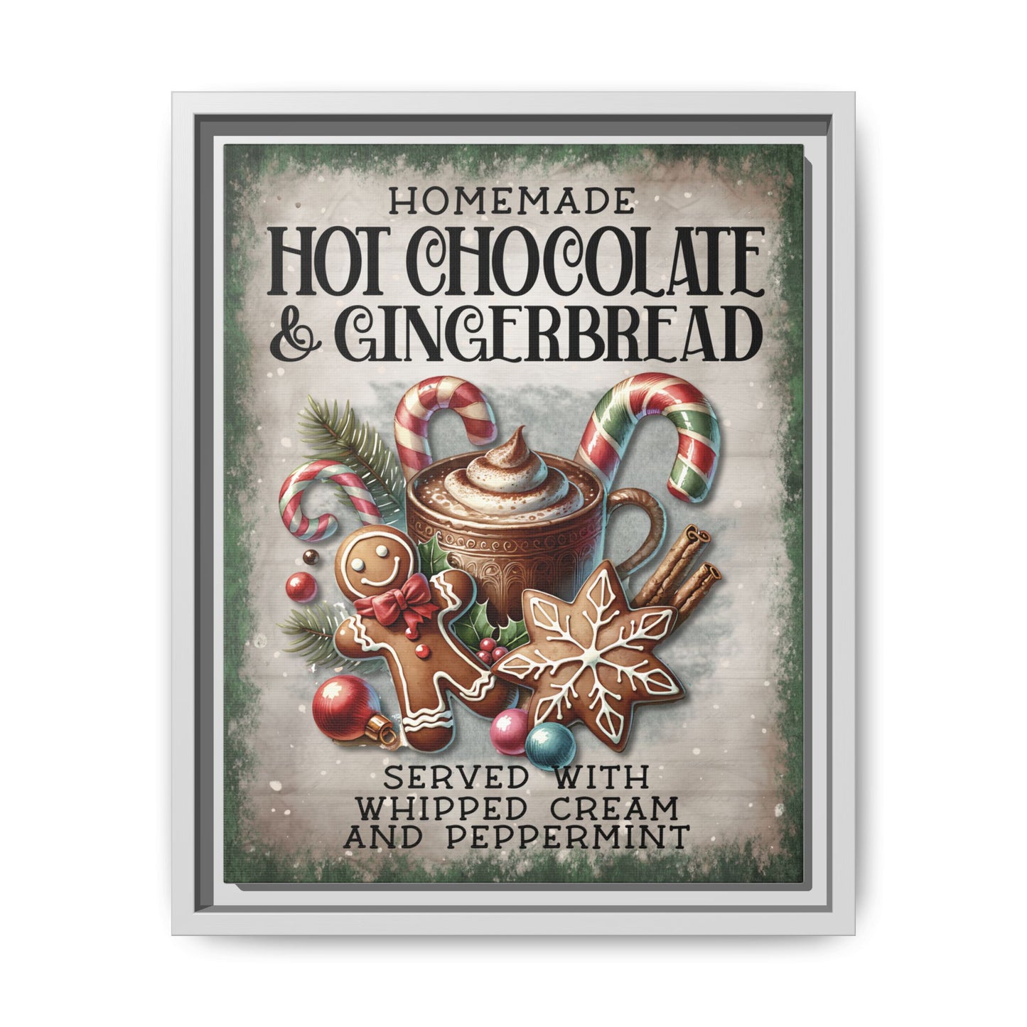 Homemade Hot Chocolate & Gingerbread Matte Canvas, Framed (Multi-color)