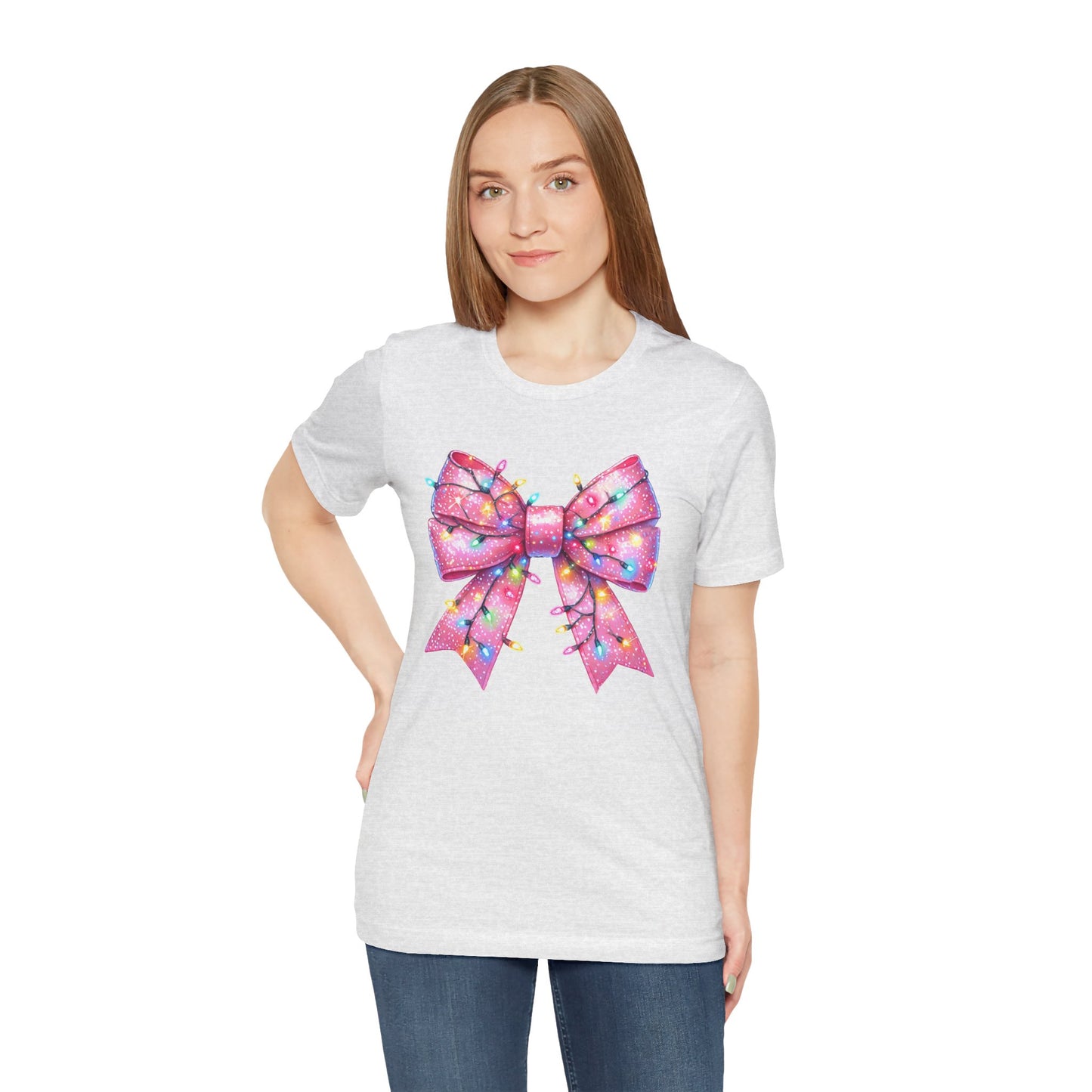 Pink Christmas Bow Unisex Jersey Short Sleeve Tee - sizes S - 3X