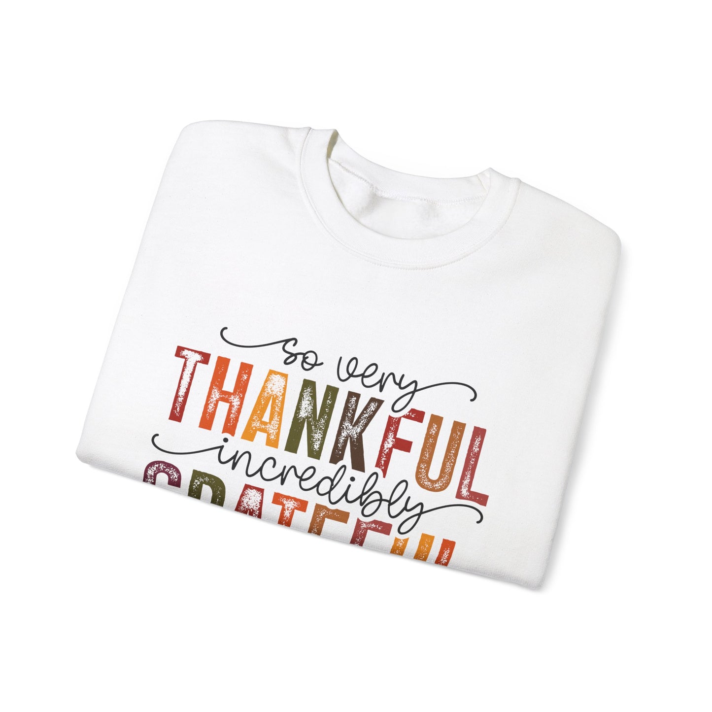 Thankful Grateful Blessed Unisex Heavy Blend Crewneck Sweatshirt - Thanksgiving Warm Cozy