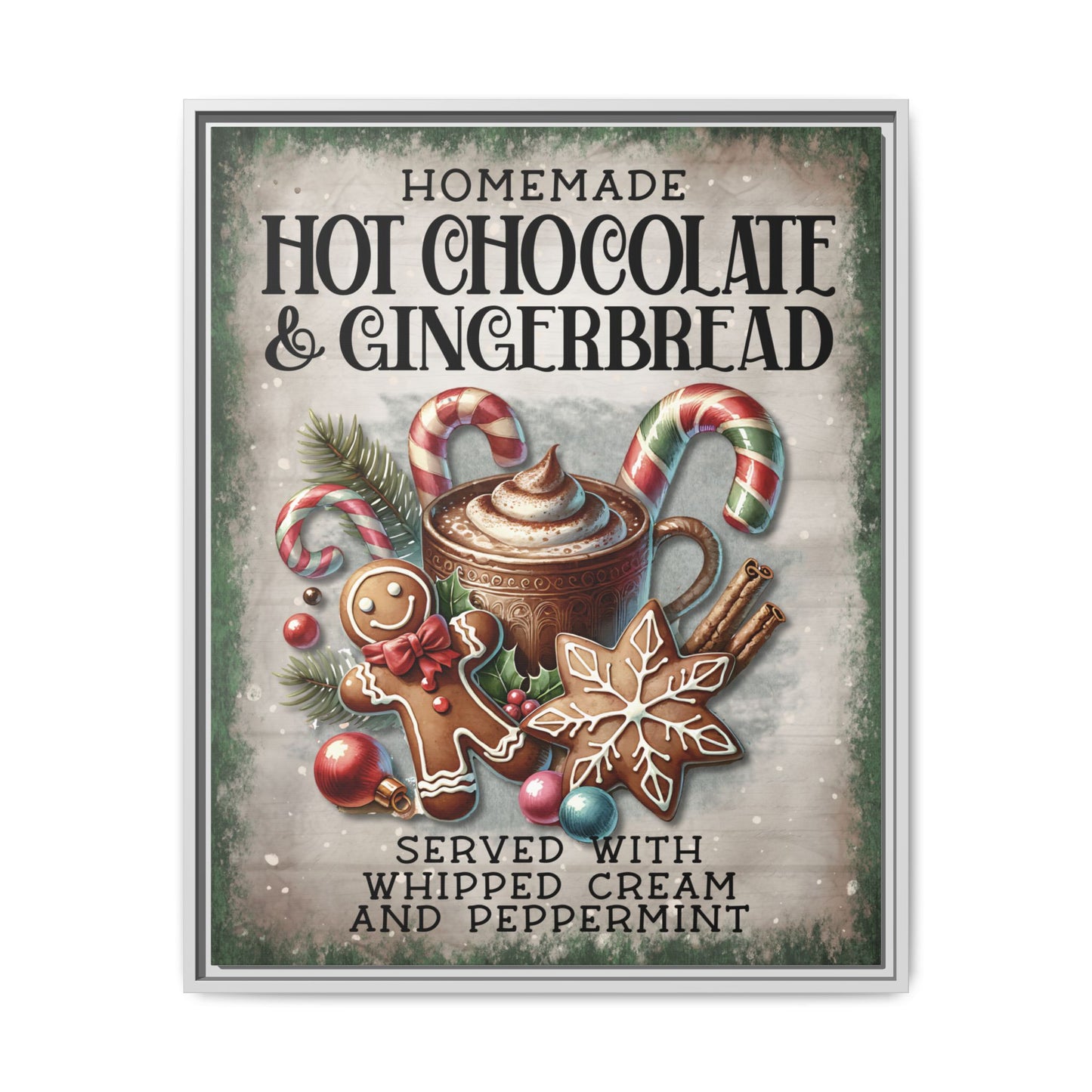 Homemade Hot Chocolate & Gingerbread Matte Canvas, Framed (Multi-color)