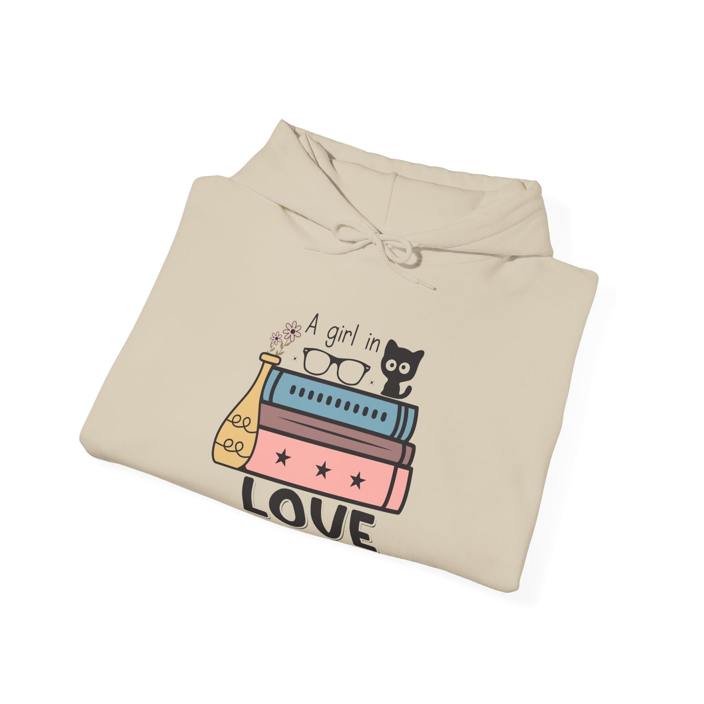 Just a girl in love with cats and books Unisex Heavy Blend™ Hooded Sweatshirt - S - 3X sizes