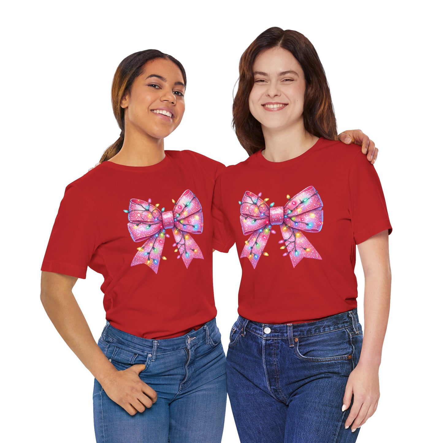 Pink Christmas Bow Unisex Jersey Short Sleeve Tee - sizes S - 3X