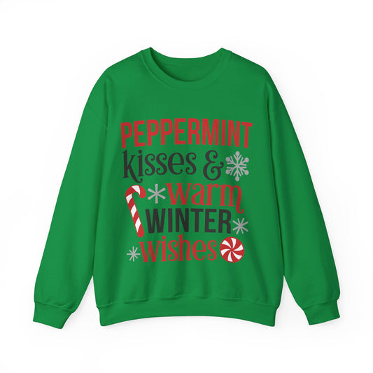 Peppermint Kisses and Warm Winter Wishes Unisex Heavy Blend™ Crewneck Sweatshirt - sizes S - 5X