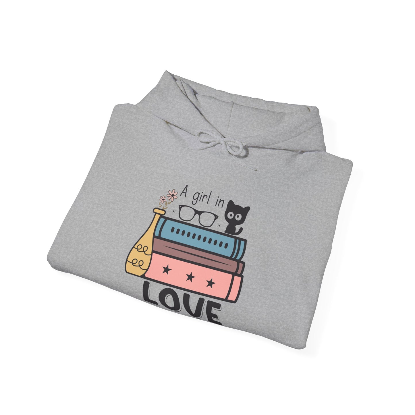 Just a girl in love with cats and books Unisex Heavy Blend™ Hooded Sweatshirt - S - 3X sizes