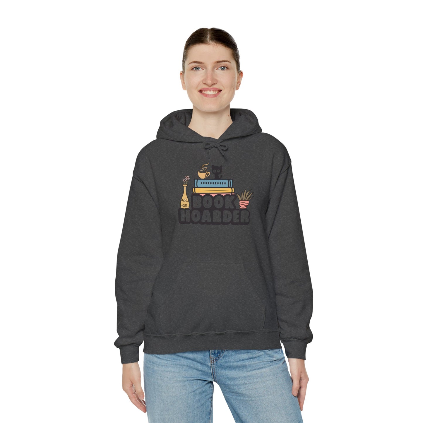 Book Hoarder Heavy Blend Unisex Hoodie - Funny Cat Lover Sweatshirt - sizes S - 5X