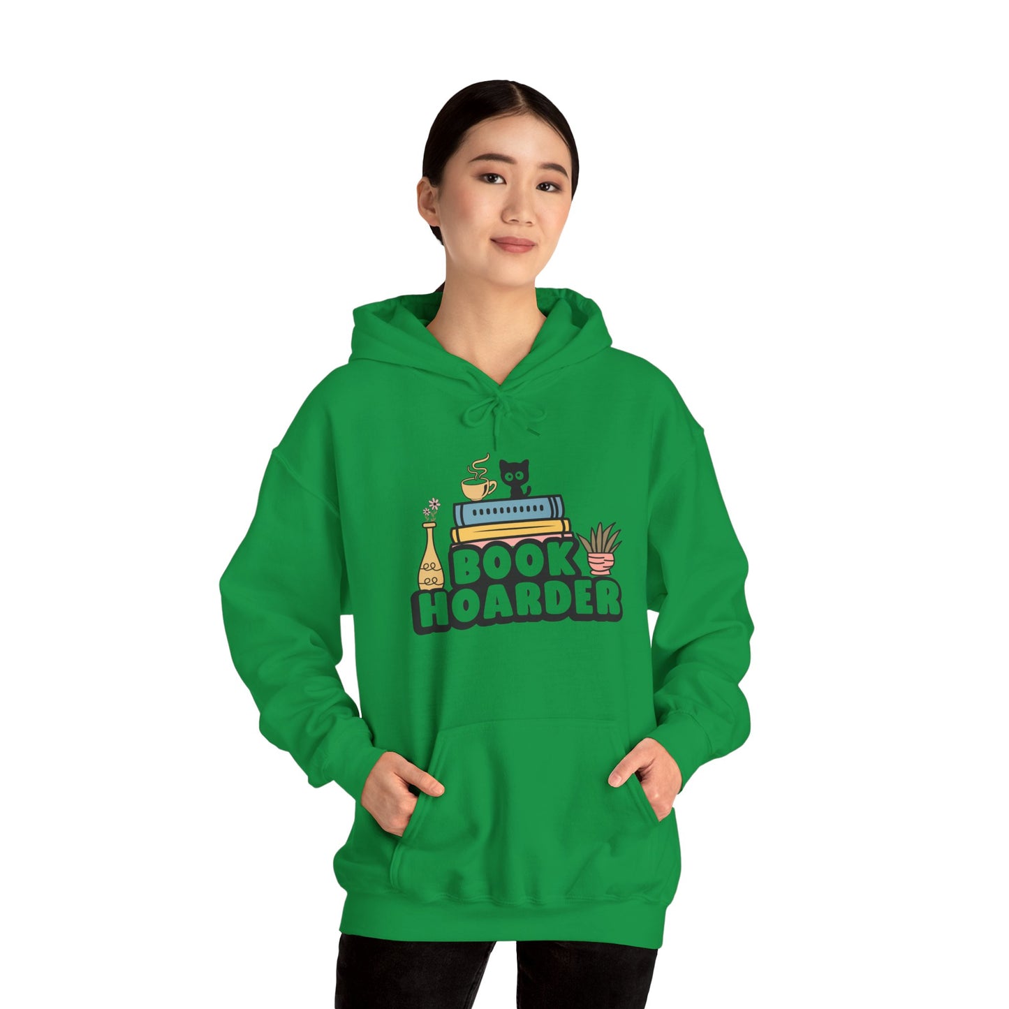 Book Hoarder Heavy Blend Unisex Hoodie - Funny Cat Lover Sweatshirt - sizes S - 5X