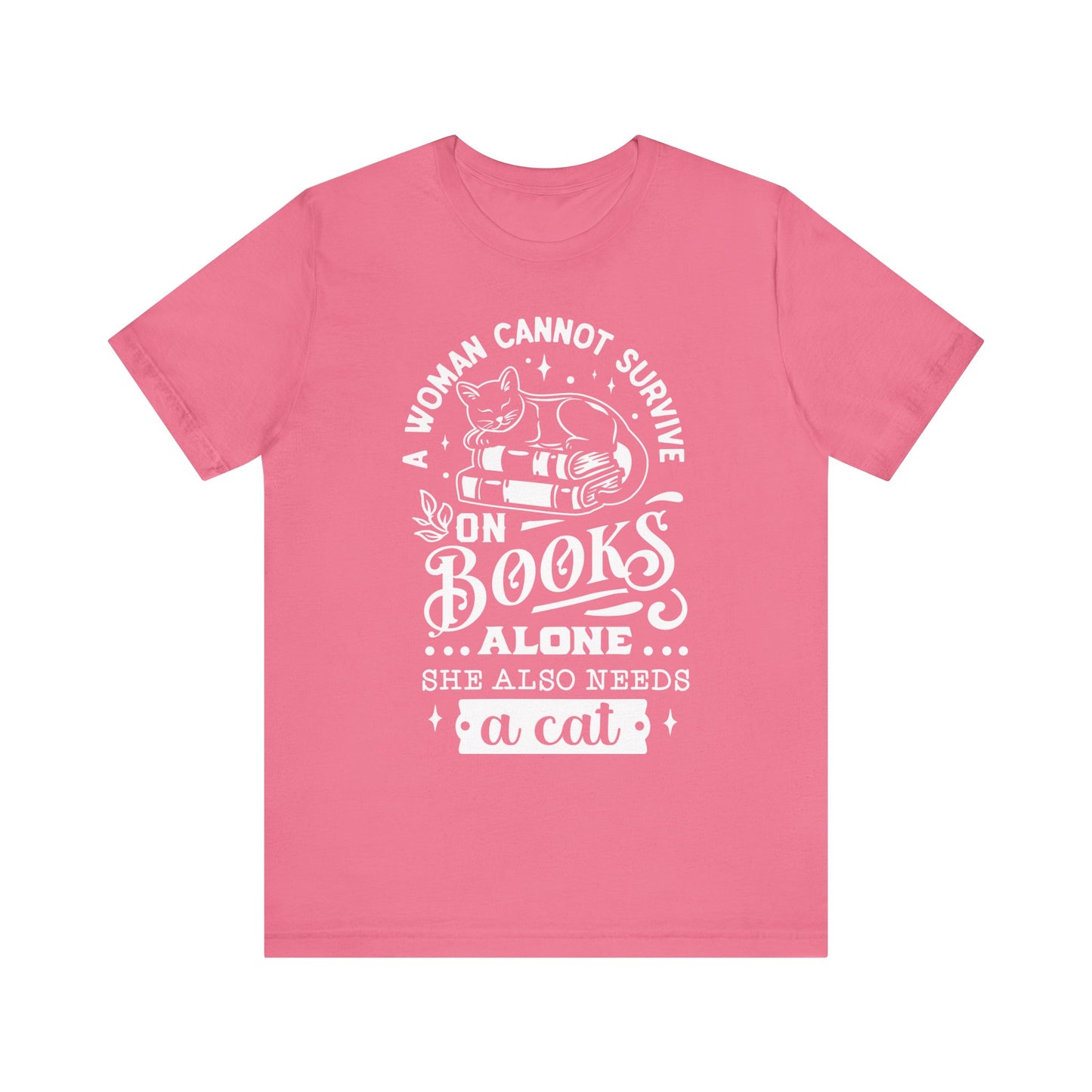 Books and a Cat - Unisex Jersey Short Sleeve Tee