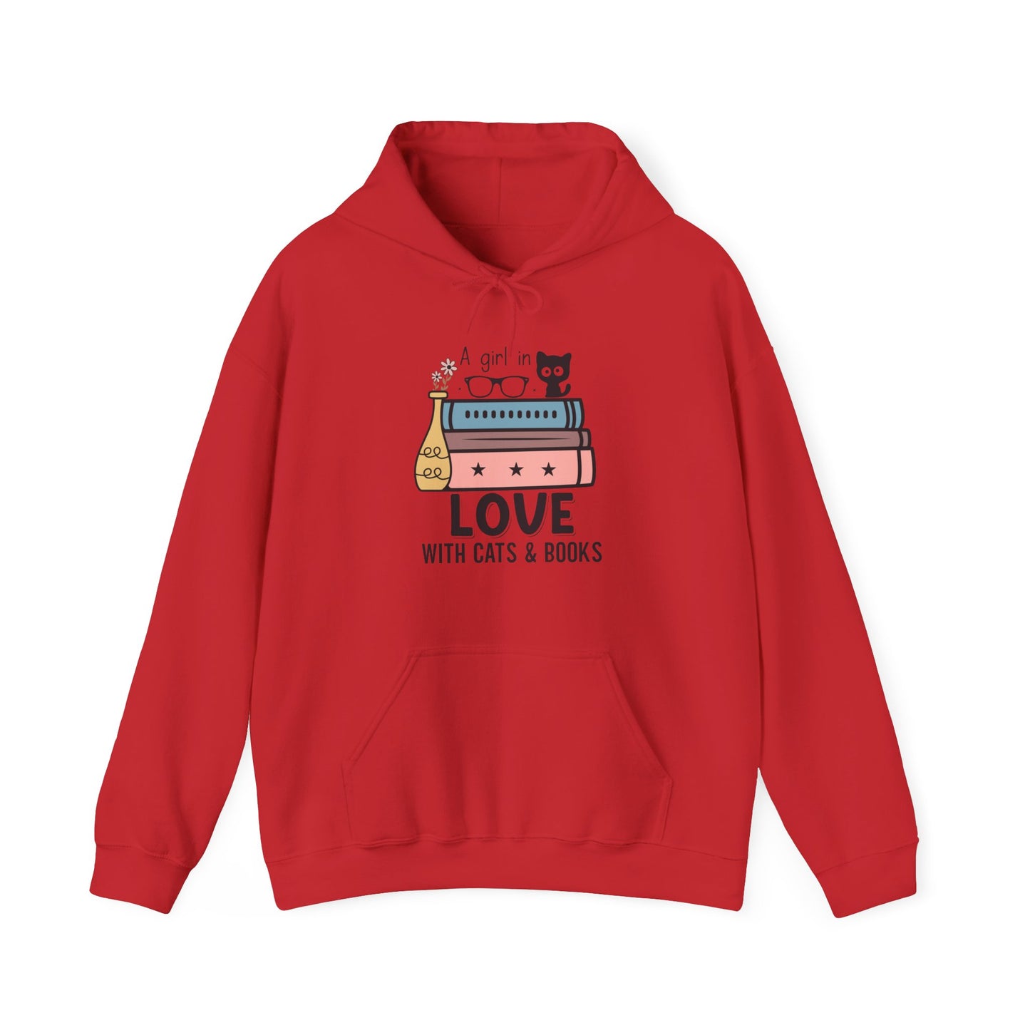 Just a Girl who loves Cats and Books Unisex Heavy Blend™ Hooded Sweatshirt - S - 5X sizes