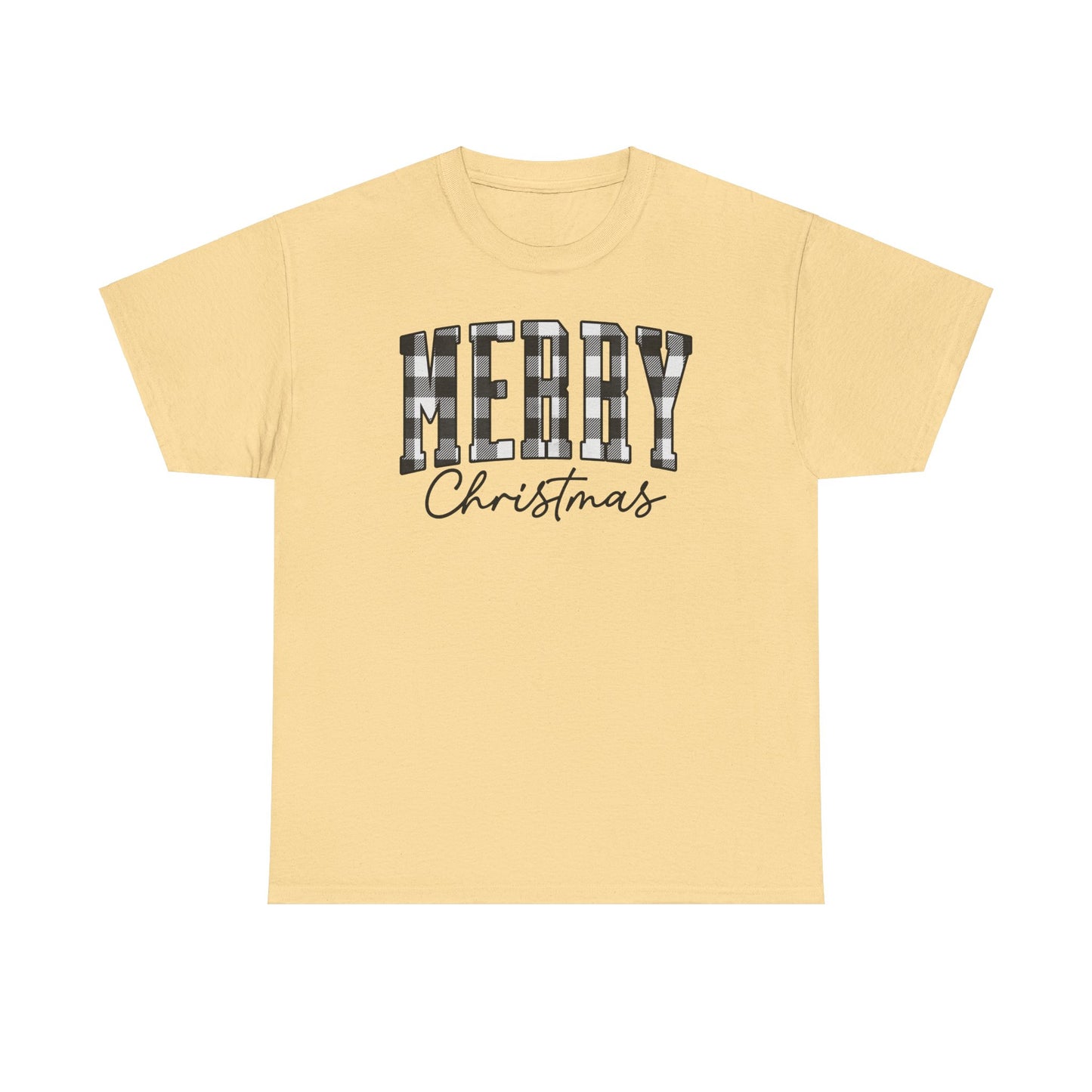 Buffalo Plaid Merry Christmas Unisex Heavy Cotton Tee - sizes S - 5X