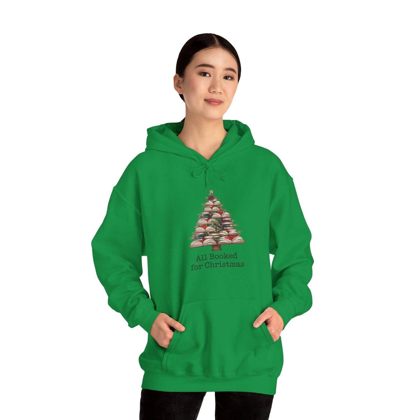 All Booked for Christmas,  Book Christmas Tree, Book Lover Unisex Heavy Blend Hooded Sweatshirt - sizes S - 5X