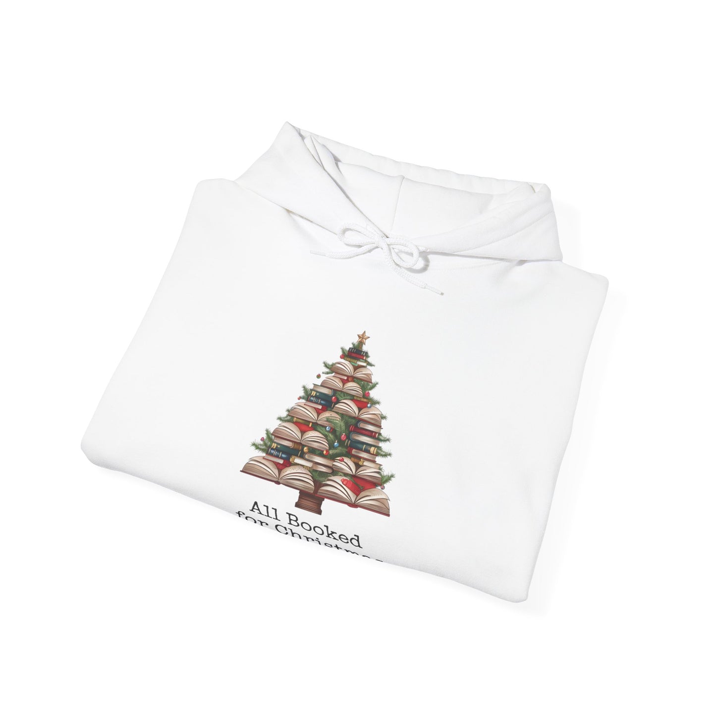 All Booked for Christmas,  Book Christmas Tree, Book Lover Unisex Heavy Blend Hooded Sweatshirt - sizes S - 5X