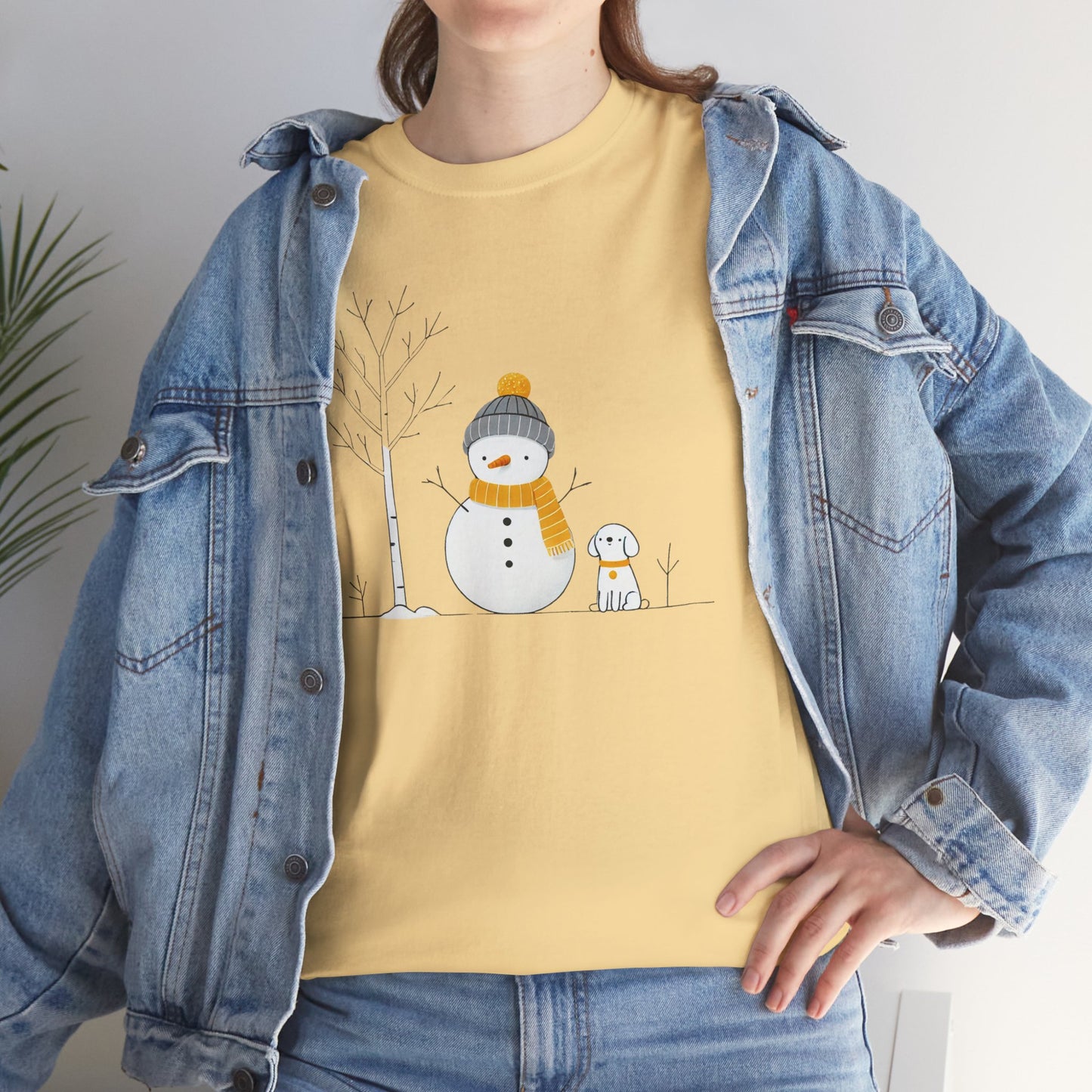 Snowman and Dog Unisex Heavy Cotton Tee - sizes S - 5X