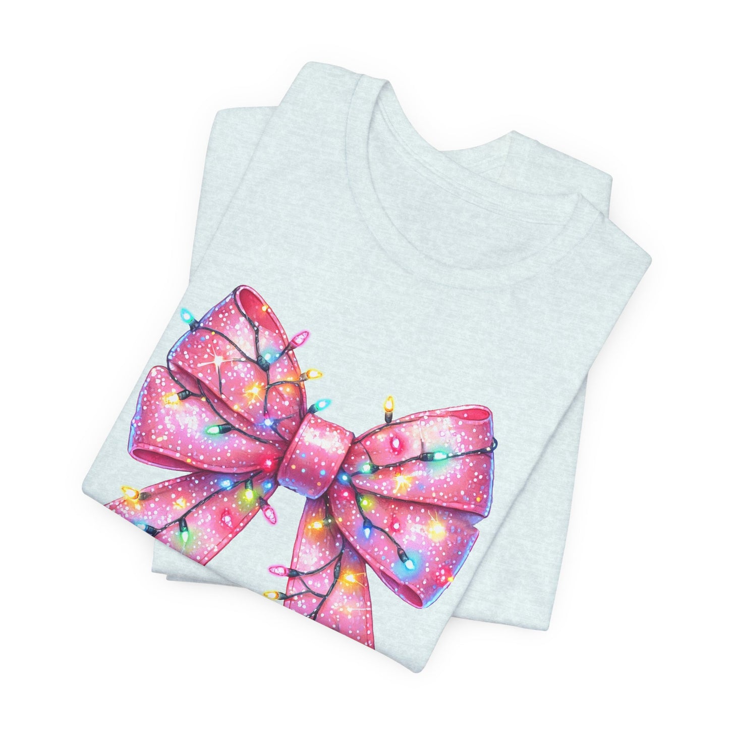 Pink Bow Christmas Tee - Festive Holiday Unisex Jersey T-shirt - sizes S - 3X