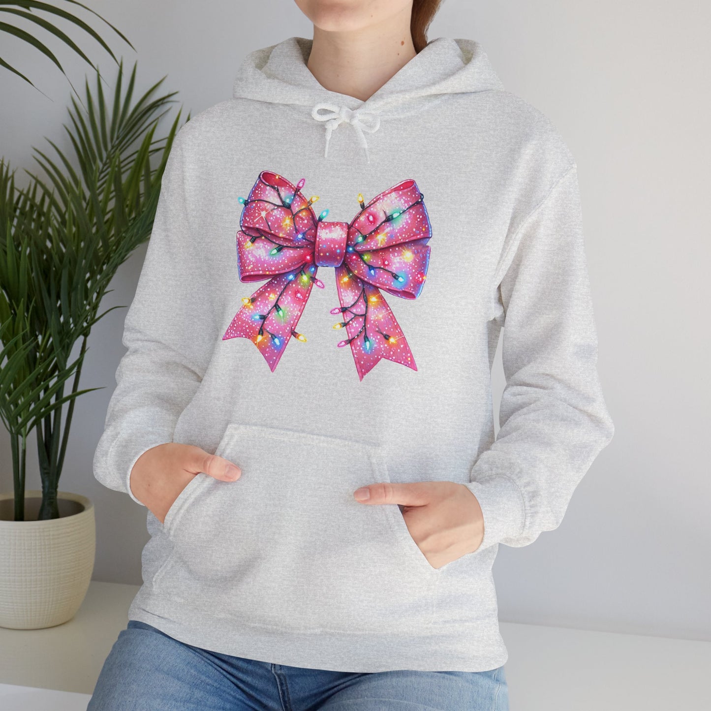 Big Pink Christmas Bow Unisex Heavy Blend™ Hooded Sweatshirt - sizes S - 3X