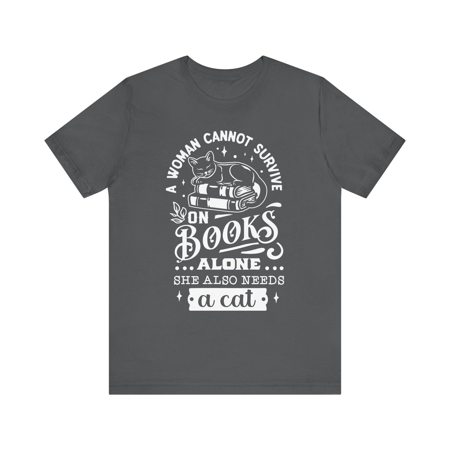 Books and a Cat - Unisex Jersey Short Sleeve Tee