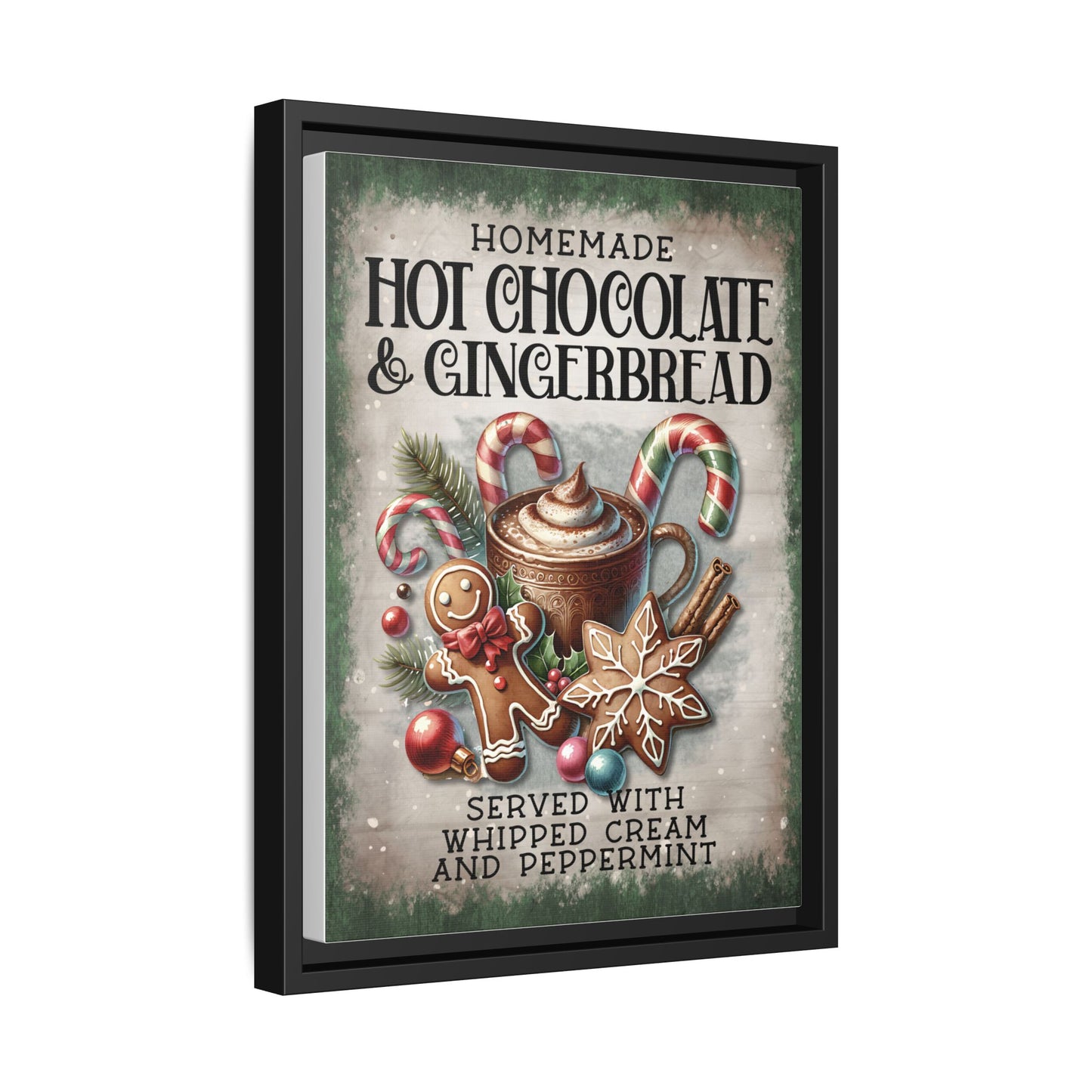 Homemade Hot Chocolate & Gingerbread Matte Canvas, Framed (Multi-color)