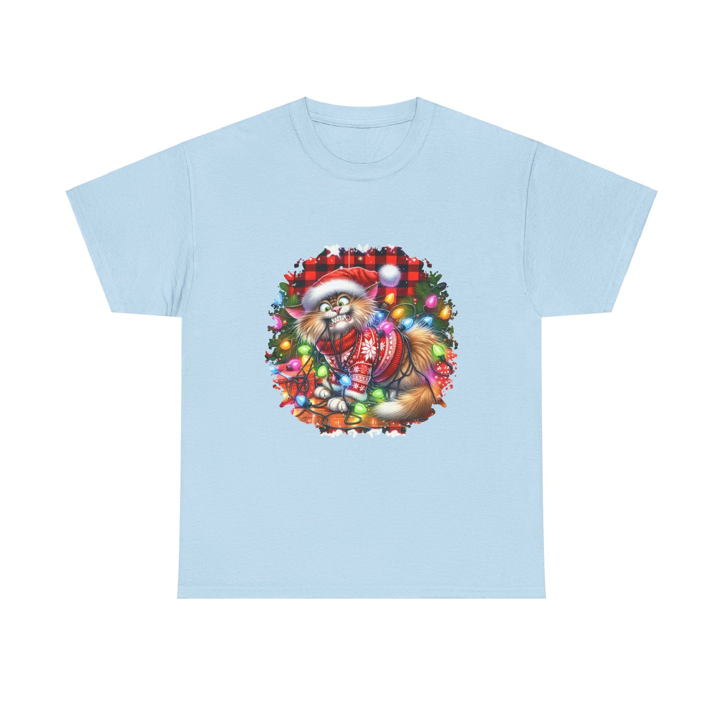 Christmas Cat with lights unisex Tee