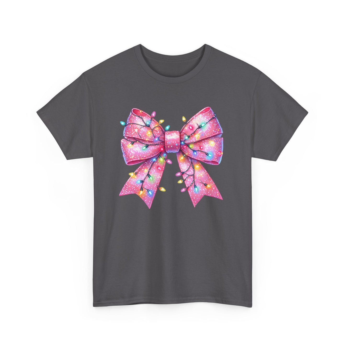 Pink Bow Unisex Tee - Christmas Lights Festive Shirt - sizes S - 5X