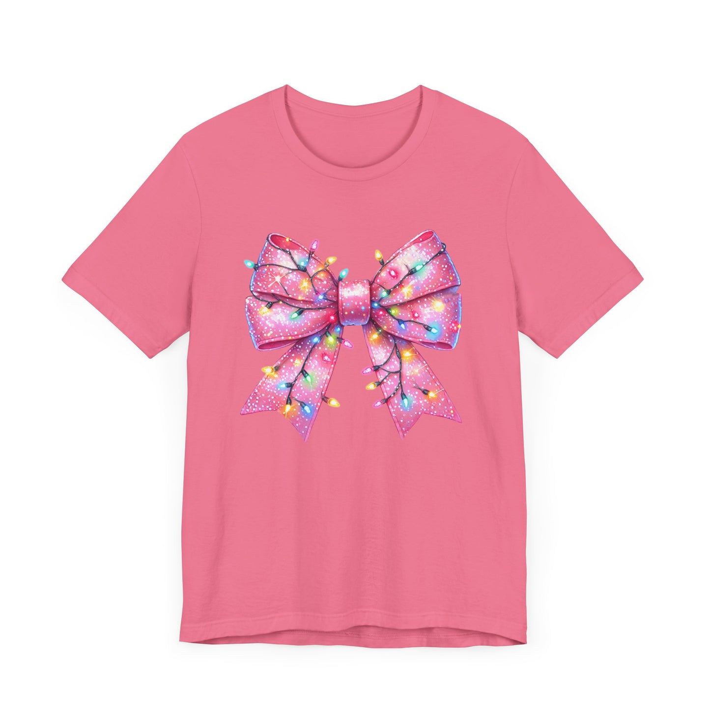 Pink Bow Christmas Tee - Festive Holiday Unisex Jersey T-shirt - sizes S - 3X