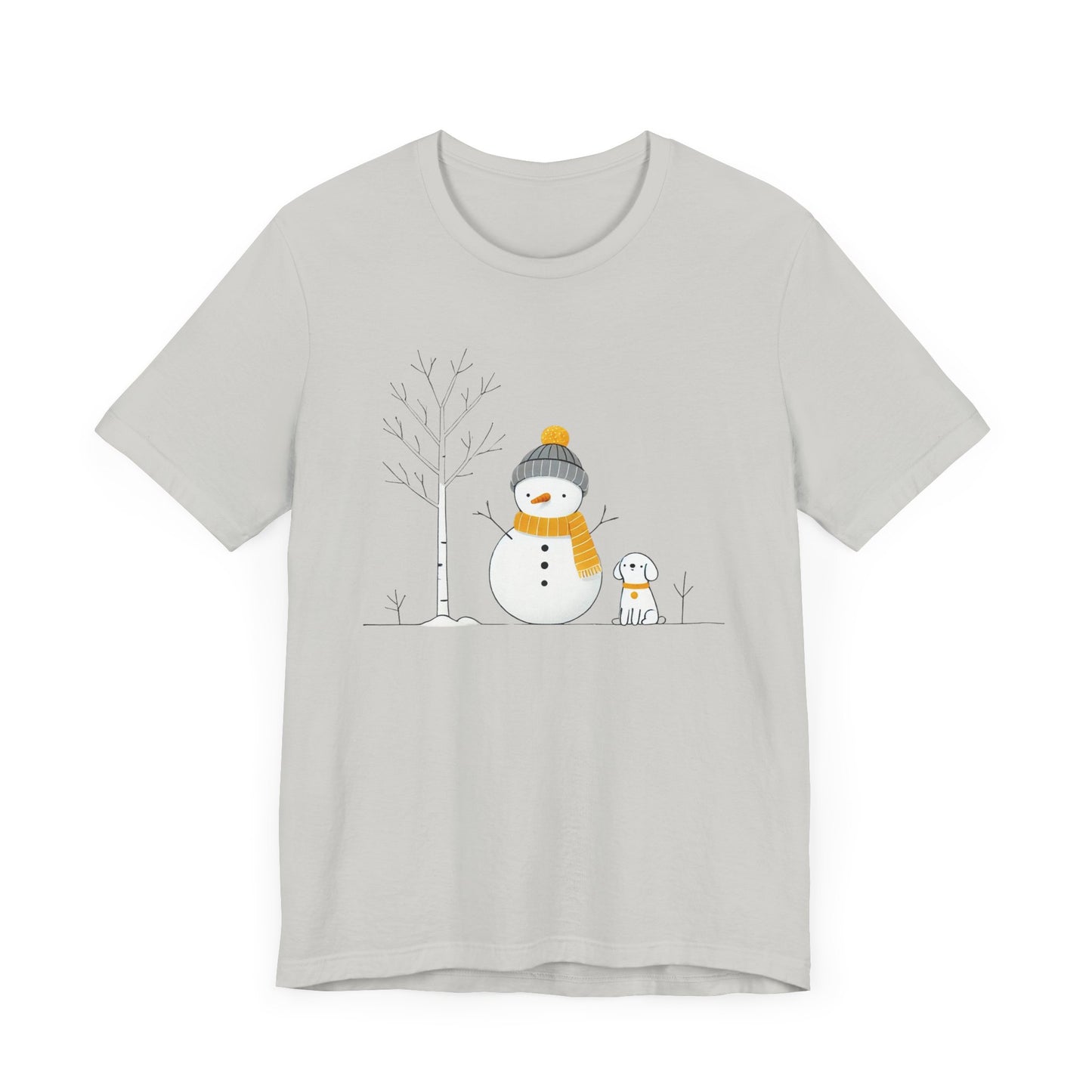 Snowman and dog winter scene Unisex Jersey Short Sleeve Tee - sizes S - 3X