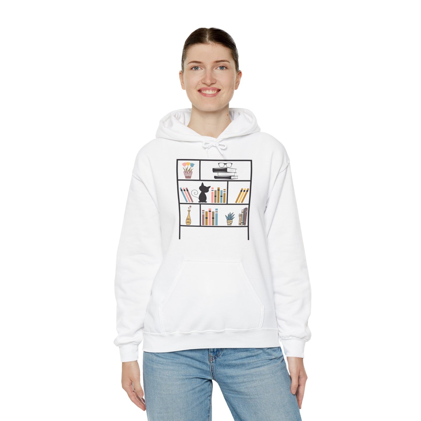 Unisex Heavy Blend™ Hooded Sweatshirt - bookshelf for cat - sizes S - 3X