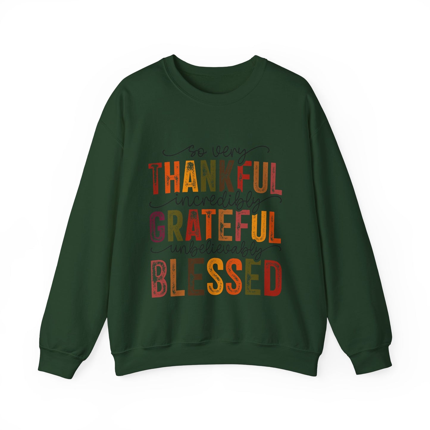 Thankful Grateful Blessed Unisex Heavy Blend Crewneck Sweatshirt - Thanksgiving Warm Cozy