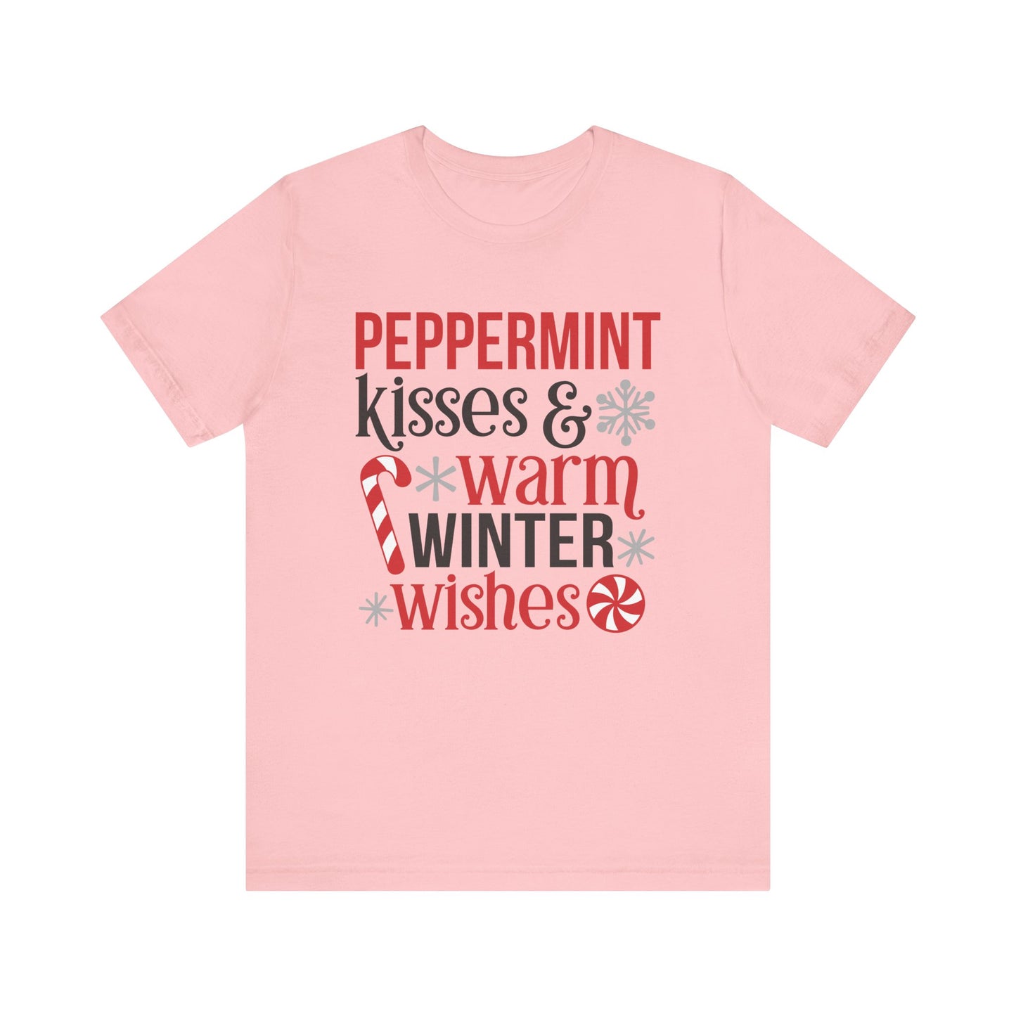 Peppermint Kisses and Warm Winter Wishes Unisex Jersey Short Sleeve Tee - sizes S - 3X