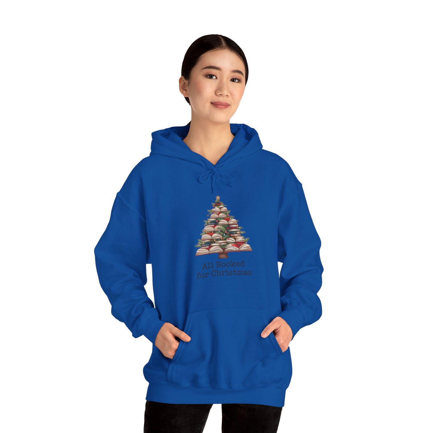 All Booked for Christmas,  Book Christmas Tree, Book Lover Unisex Heavy Blend Hooded Sweatshirt - sizes S - 5X