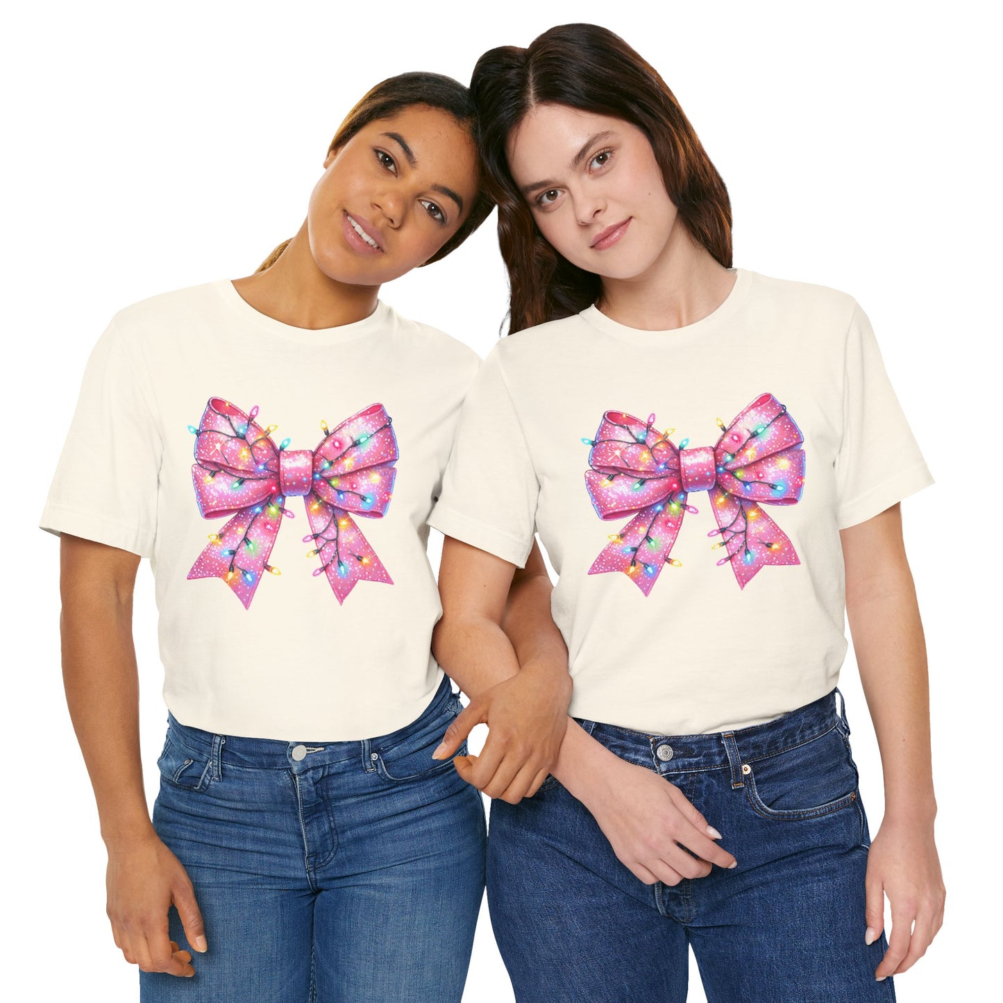 Pink Christmas Bow Unisex Jersey Short Sleeve Tee - sizes S - 3X