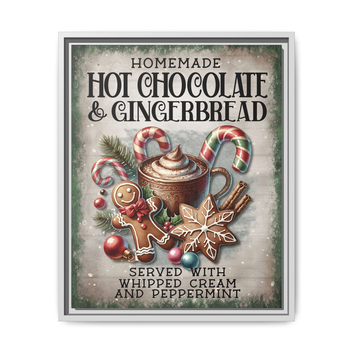 Homemade Hot Chocolate & Gingerbread Matte Canvas, Framed (Multi-color)