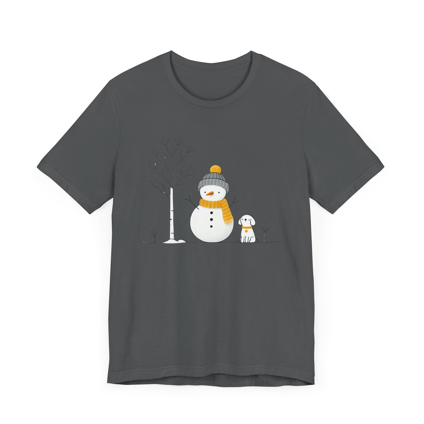 Snowman and dog winter scene Unisex Jersey Short Sleeve Tee - sizes S - 3X