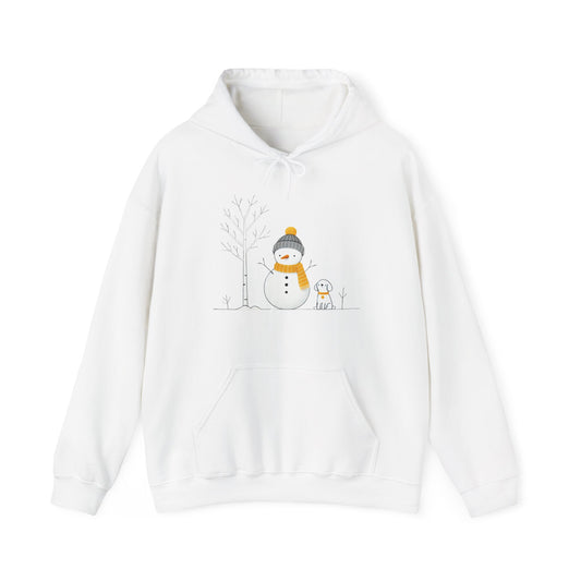 Snowman and Dog Winter Scene Heavy Blend Hooded Sweatshirt - sizes S - 5X