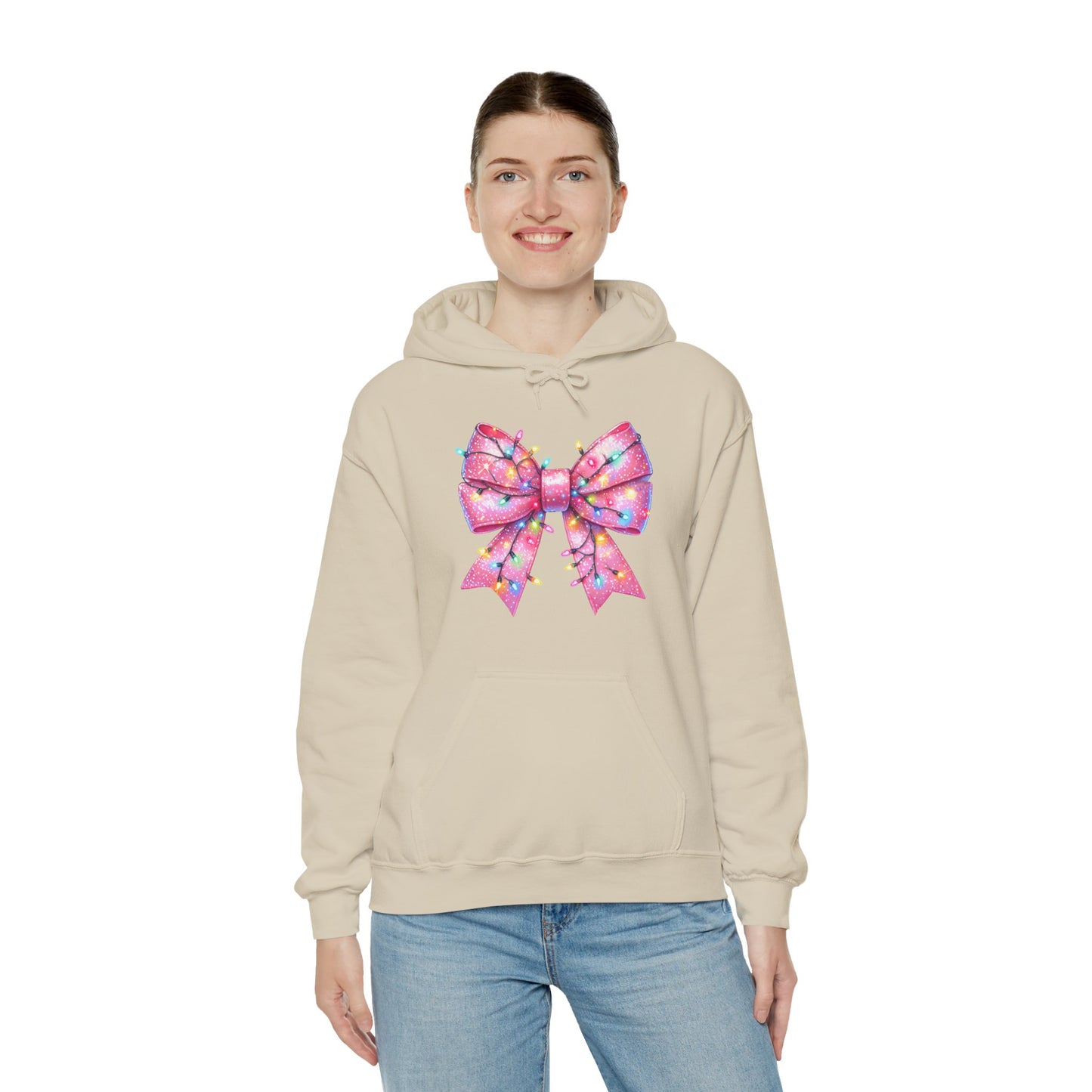 Big Pink Christmas Bow Unisex Heavy Blend™ Hooded Sweatshirt - sizes S - 3X