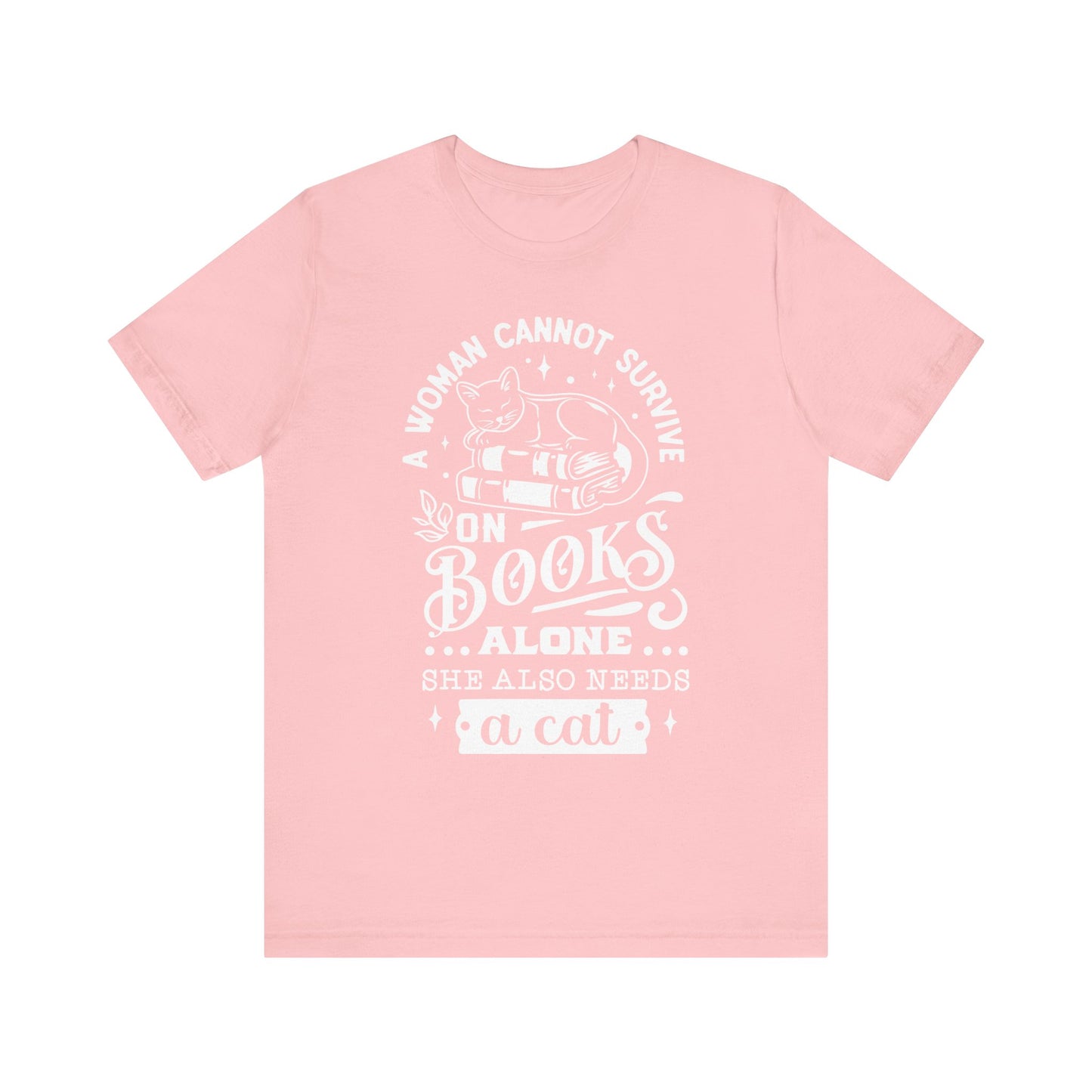 Books and a Cat - Unisex Jersey Short Sleeve Tee