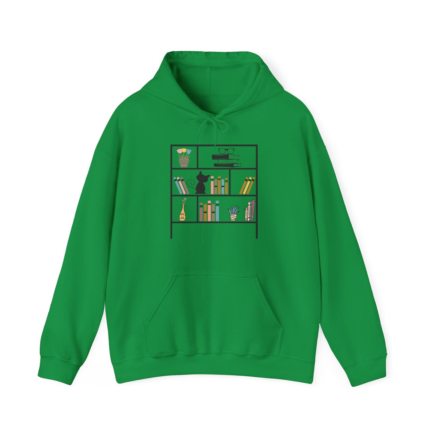 Unisex Heavy Blend™ Hooded Sweatshirt - cute bookshelf with cat - size S - 5X