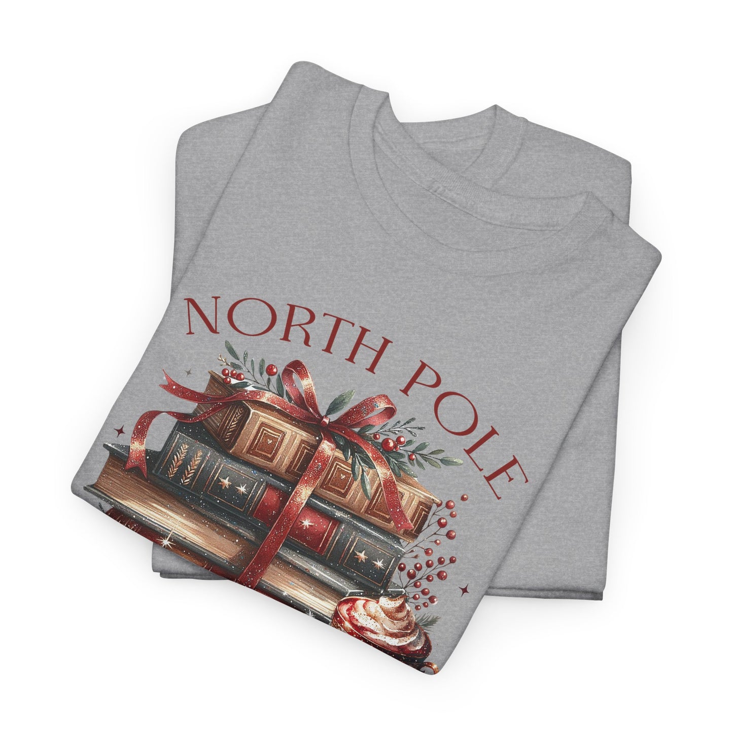 North Pole Book Club Unisex Heavy Cotton tee - Books Lover Christmas Holiday Festive Unisex T-shirt - sizes S - 5X