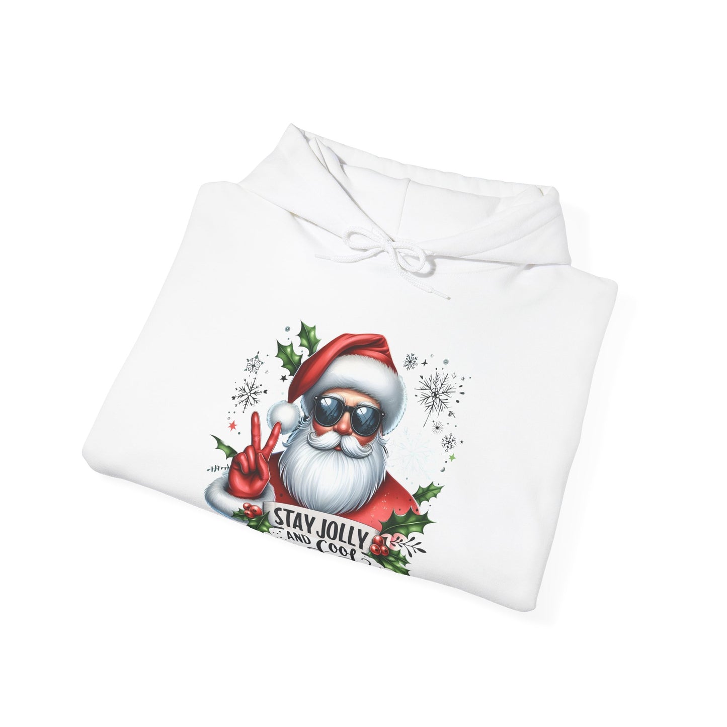 Jolly and Cool Festive Christmas Unisex Hoodie with pouch