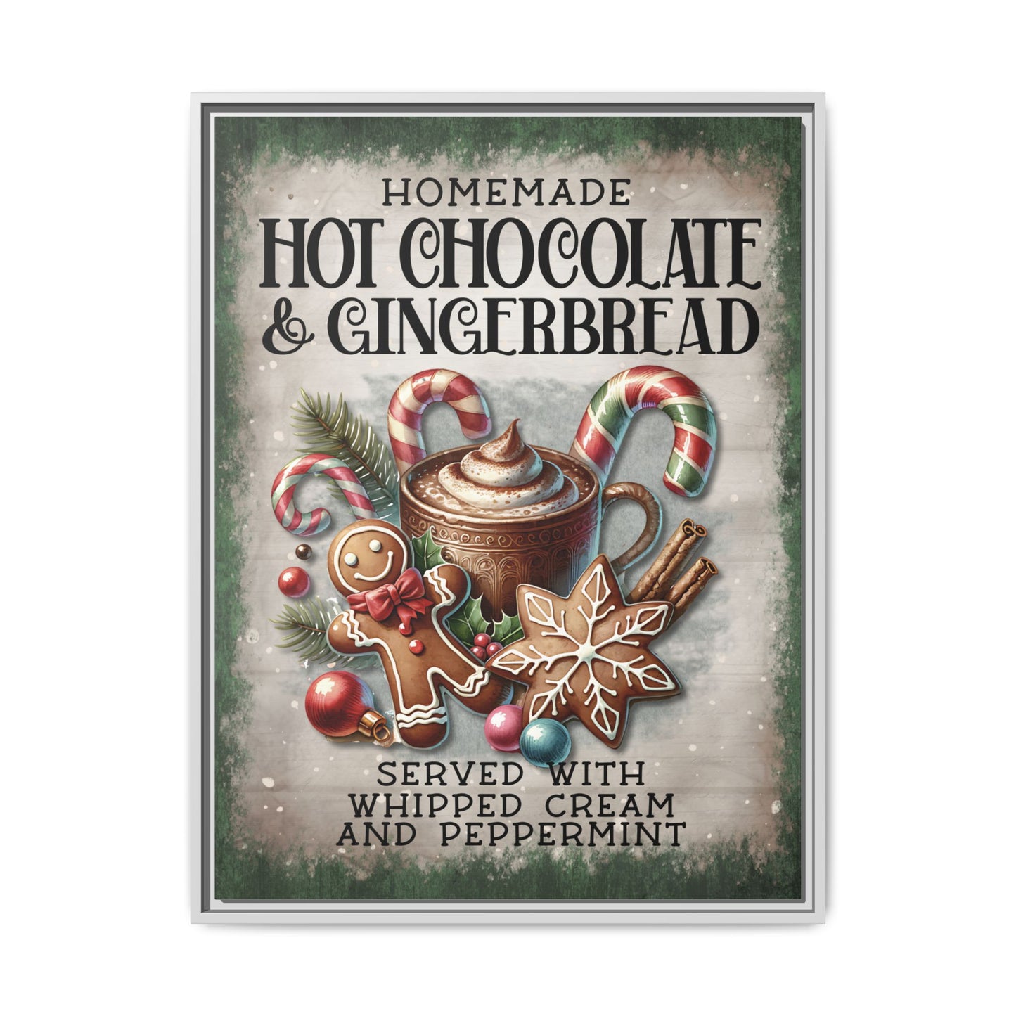 Homemade Hot Chocolate & Gingerbread Matte Canvas, Framed (Multi-color)