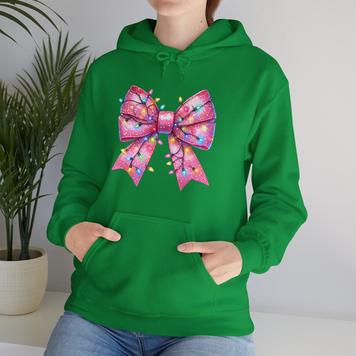 Big Pink Christmas Bow Unisex Heavy Blend™ Hooded Sweatshirt - sizes S - 3X