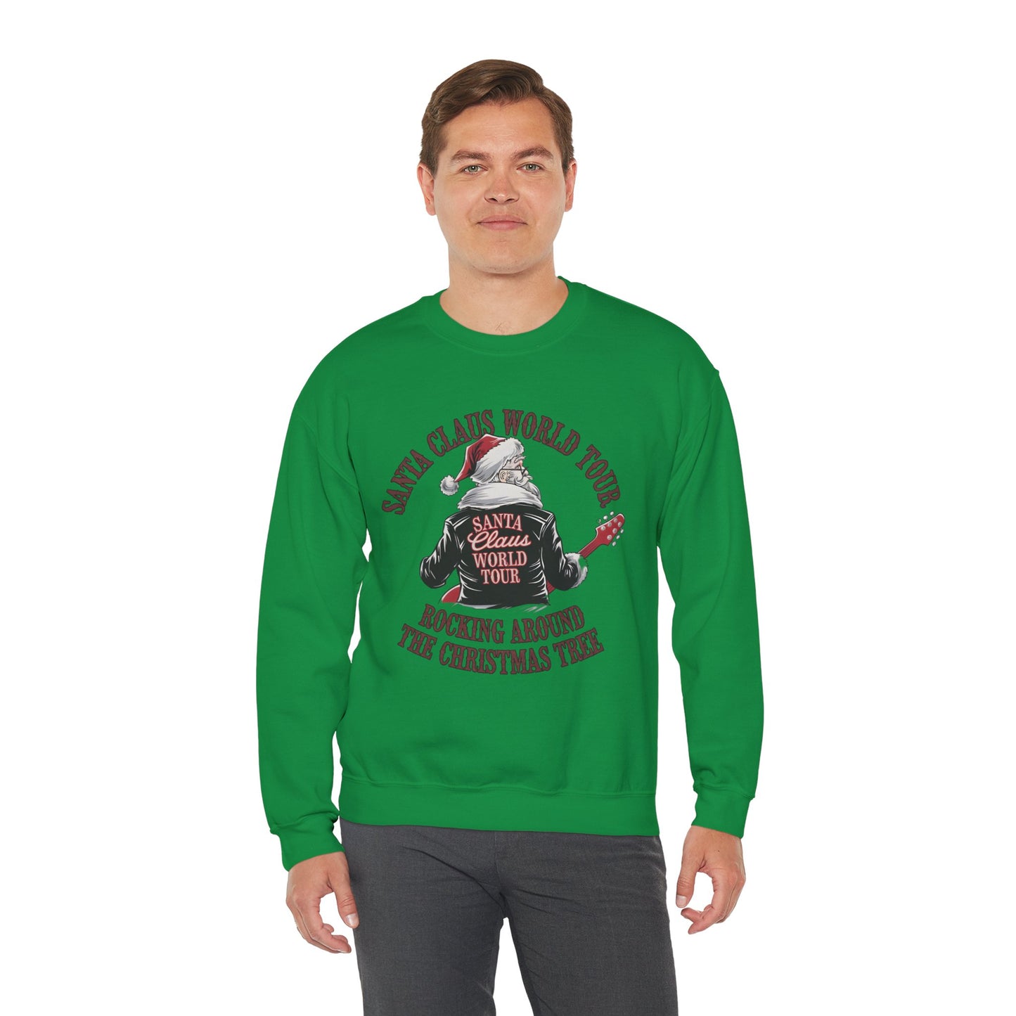 Santa Claus World Tour Crewneck Sweatshirt - Christmas Holiday Festive Funny - Sizes S-5X