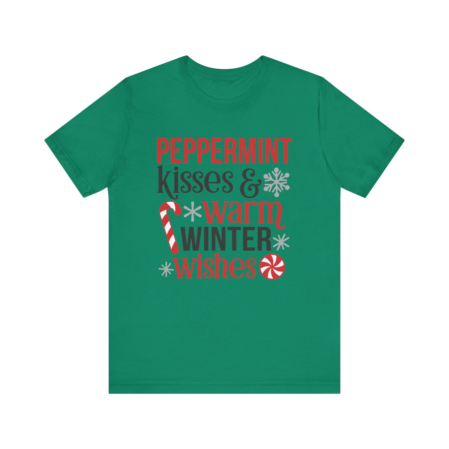 Peppermint Kisses and Warm Winter Wishes Unisex Jersey Short Sleeve Tee - sizes S - 3X