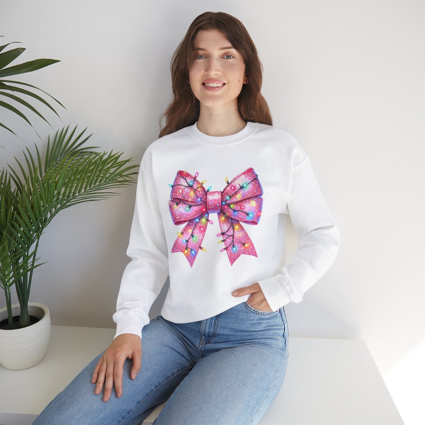 Big Pink Bow Unisex Heavy Blend™ Crewneck Sweatshirt - sizes S - 3X