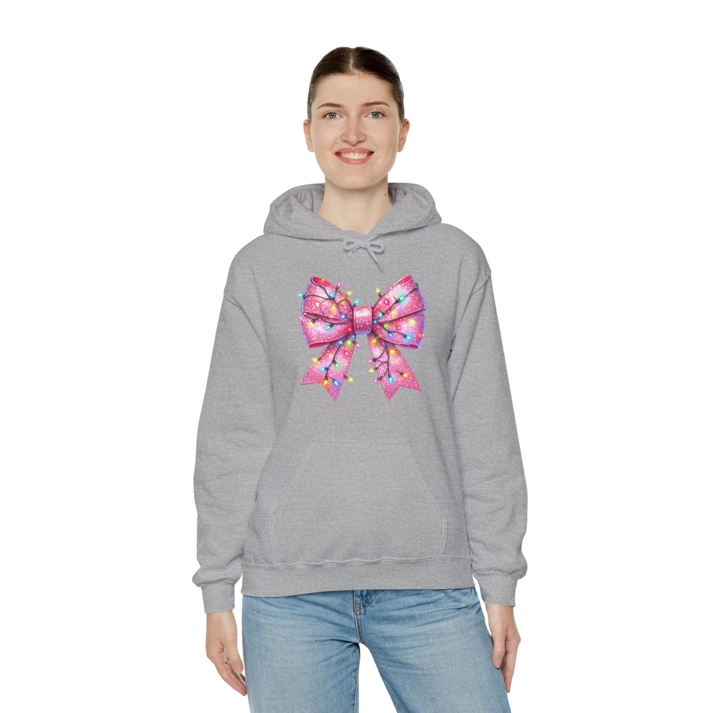 Big Pink Christmas Bow Unisex Heavy Blend™ Hooded Sweatshirt - sizes S - 3X