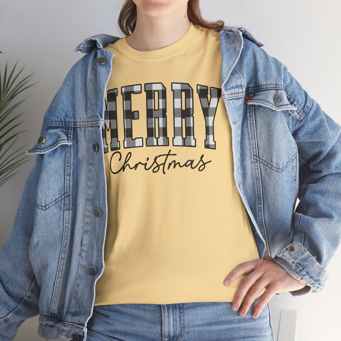 Buffalo Plaid Merry Christmas Unisex Heavy Cotton Tee - sizes S - 5X